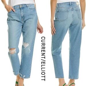 Current/Elliott The Boyfriend Jean Rainfall  Distressed Denim Women's Size 26